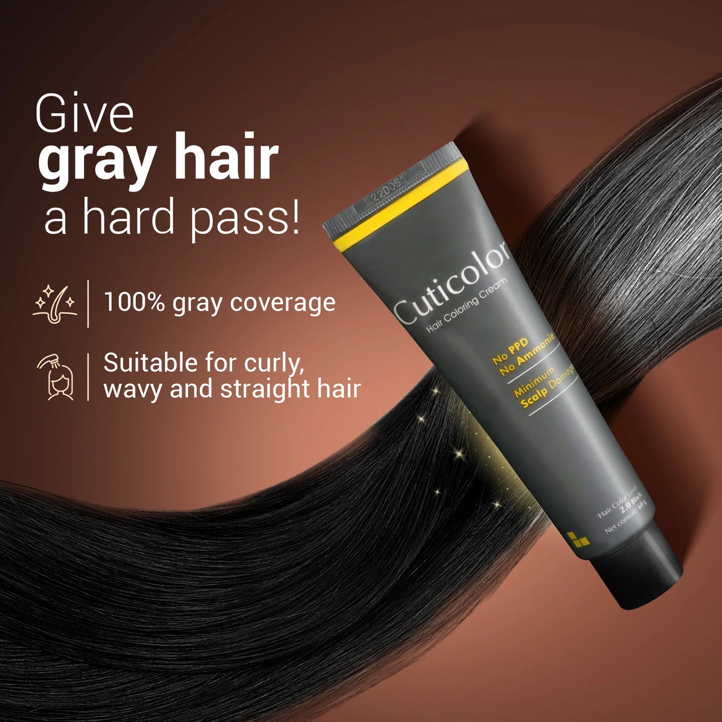 Cuticolor Hair Coloring Cream – Black 2.0 120g