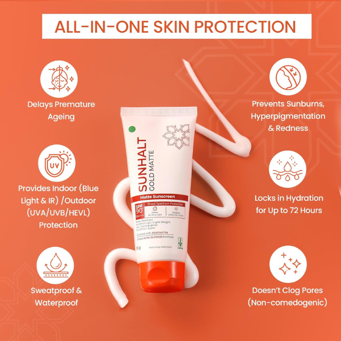 Sunhalt Gold Matte Sunscreen SPF 90 PA+++ (50g)