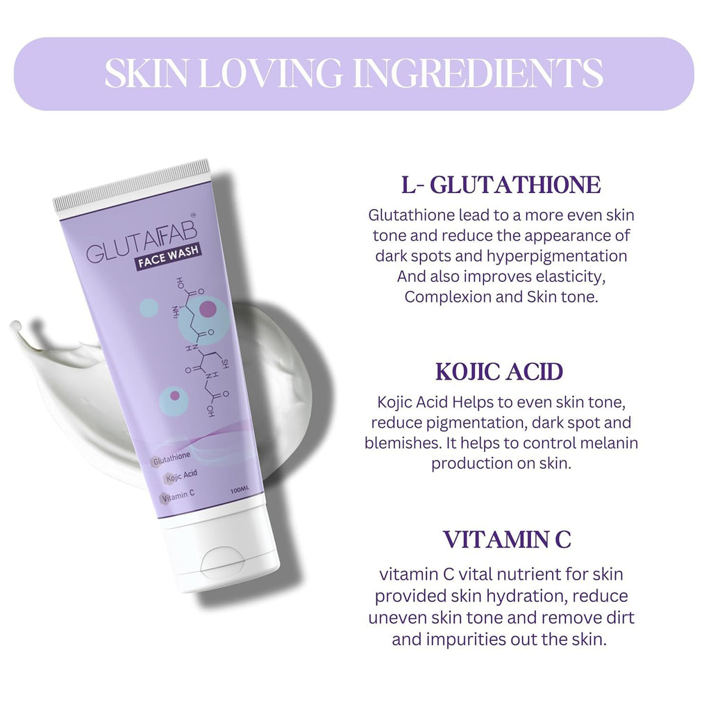 Anti Pigmentation Glutathione Face Wash For Safe Skin Glowing & Skin Brightening With Kojic Acid And Vitamin C | Daily Gentle Face Wash For Dark Spot, 100ML