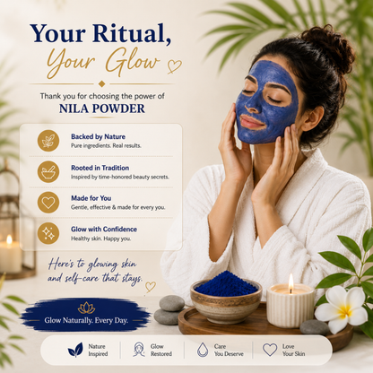Moroccan Bliss Traditional Nila Powder for Face and Bod Natural Blue Moroccan for Bath, Spa and Hammam Deep Cleansing, Exfoliating and Refreshing Beauty Care,50g
