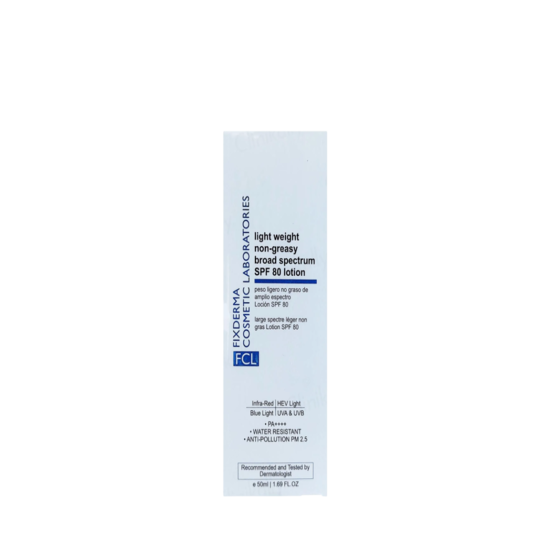 Fixderma Light Weight Non-Greasy Broad Spectrum SPF 80 Lotion, 50ml