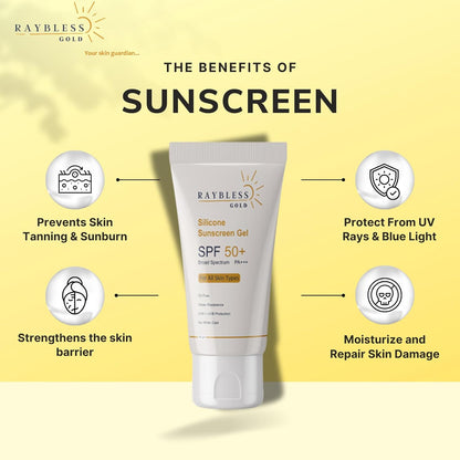 Raybless Gold Silicone Sunscreen Gel SPF 50+ PA+++ (60gm)