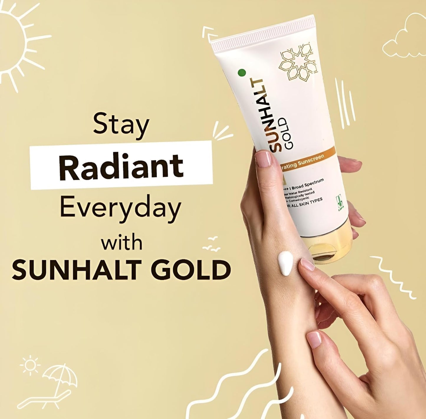 Sunhalt Gold Hydrating Sunscreen SPF 50 PA+++ 60g